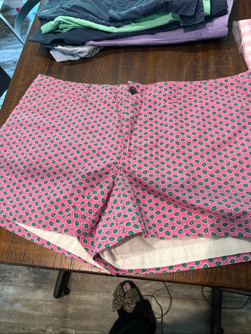 Ralph Lauren Pink Shorts with Green Dot Print